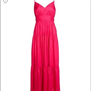 Intermix Noelle stunning silk blend fuchsia maxi dress adjustable straps lined🌺
